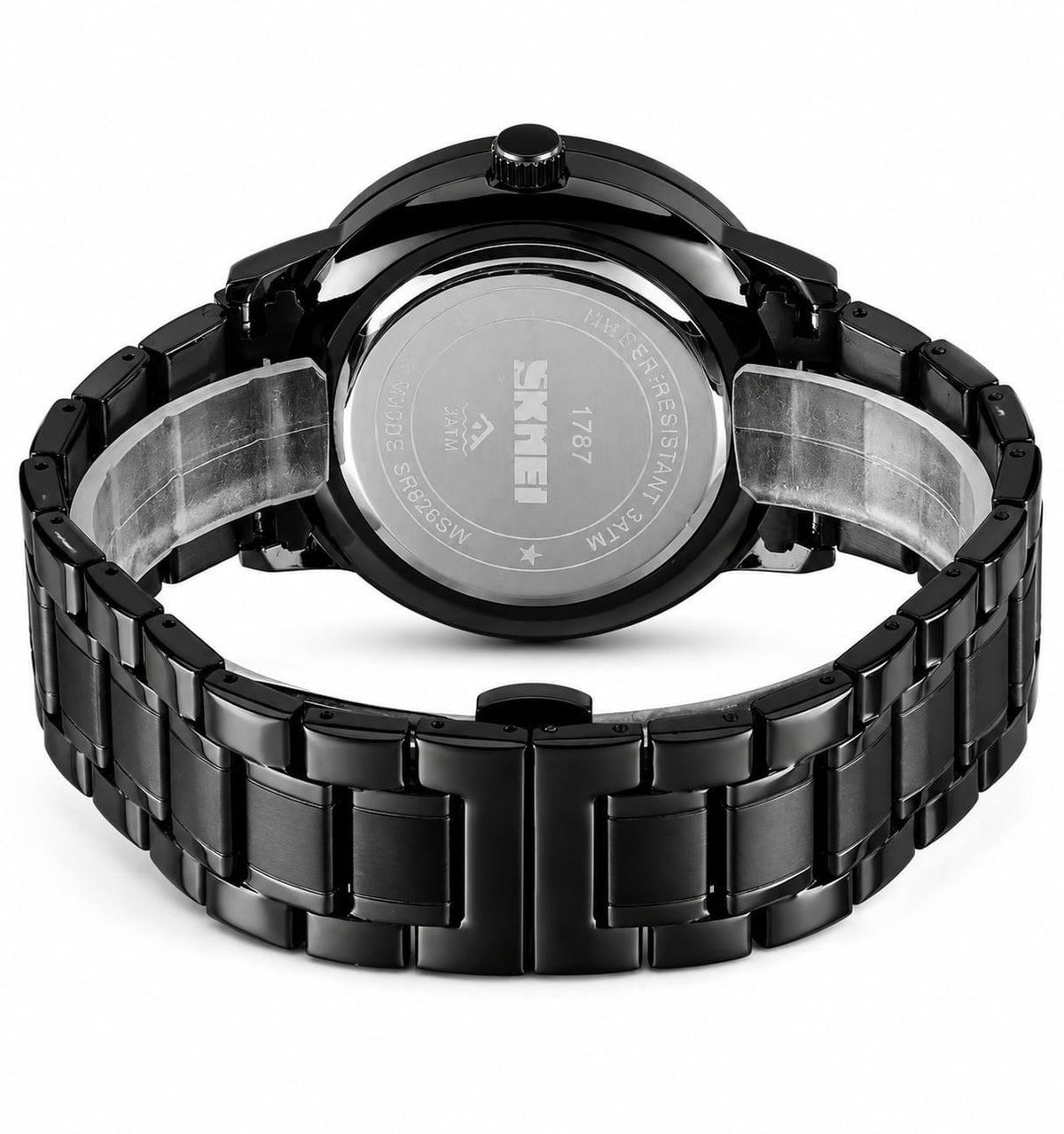 SMAIER Men’s Luxury Sport Watch – Alloy Wheel Design Black Metal Strap
