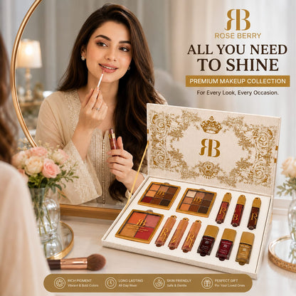 Rose Berry Luxury Makeup Gift Set – Eyeshadow, Lip Color, Blush & Nail Polish