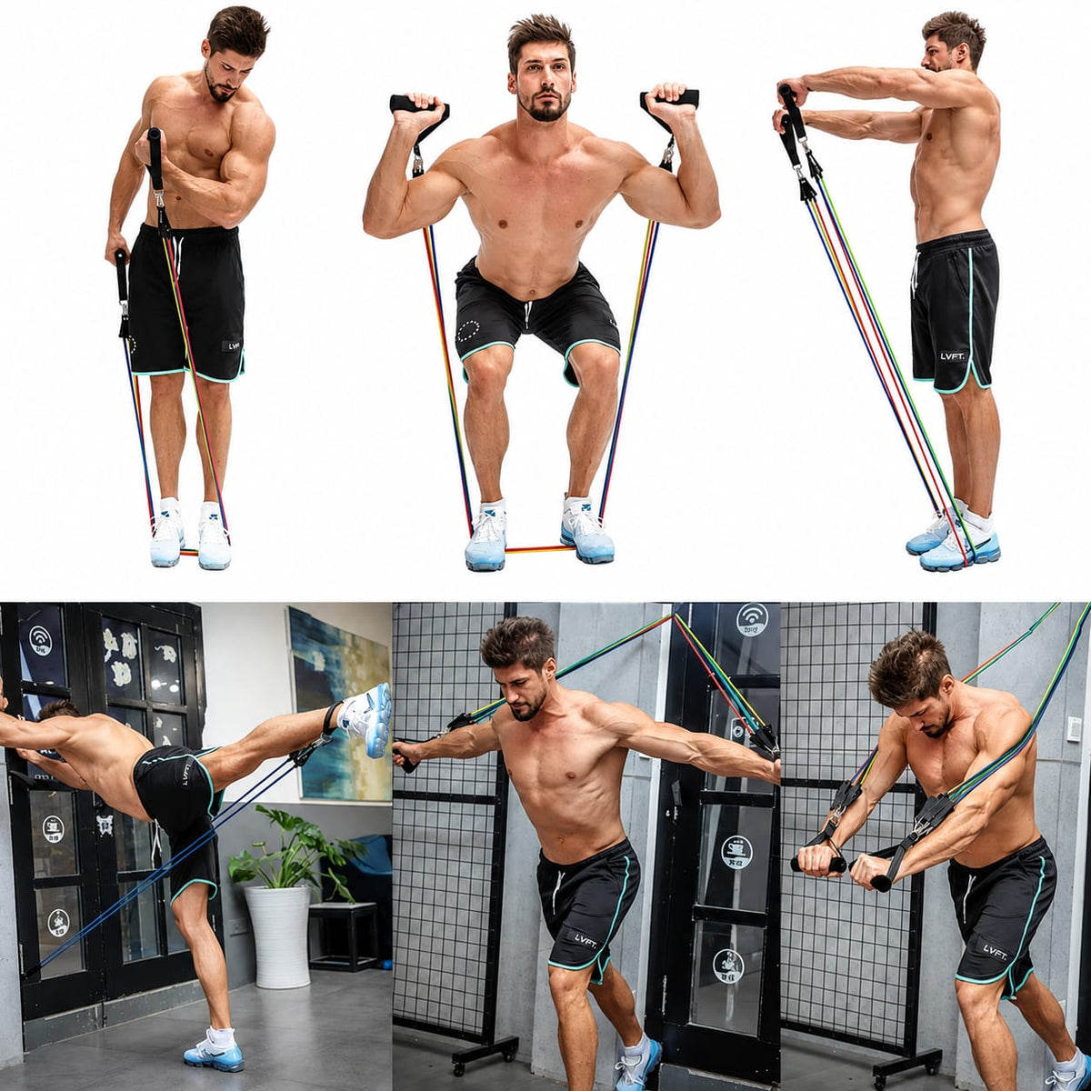Resistance Bands Set 10-110 lbs – 5-Piece Workout Bands with Handles & Door Anchor