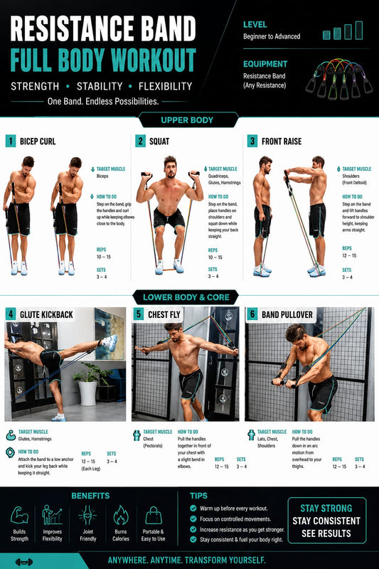 Resistance Bands Set 10-110 lbs – 5-Piece Workout Bands with Handles & Door Anchor